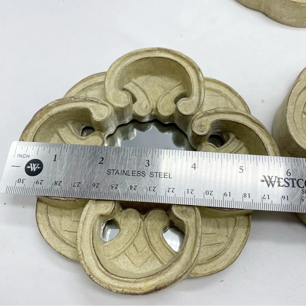 Irish Celtic Knot Elegant Cream Mini Wall Mirror 3 Pc Set Vintage